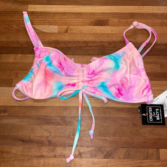 California Waves Jrs Cinch Front Bandeau Bikini Top tie dye Large - Picture 1 of 4